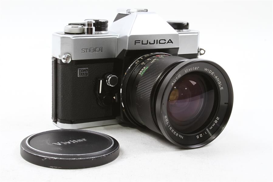 Used Fujica ST801 35mm Film SLR Camera with Vivitar 28mm f/2.5